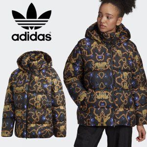 Adidas OS Down Puffer Jacket Coat Women's Leopard Chain Small NWT